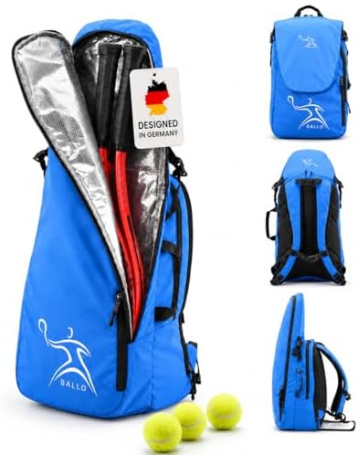 BALLO® Tennisrucksack Tennistasche [NEUHEIT] Schlägertasche Rucksack Tasche Tennis Badminton | Damen Herren mit Schuhfach & geschlossenem Schläger Fach