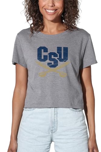 Charleston Southern University Official Distressed Primary Women's Crop Top T-Shirt, Athletic Heather, Medium