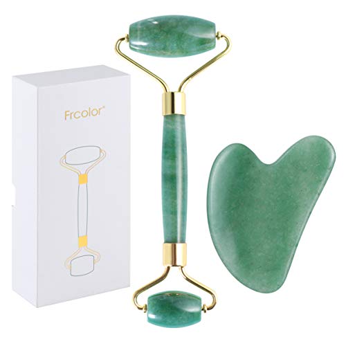 FRCOLOR Rolo de rosto de jade, 2 peças de beleza cosmética para pele facial, rolo de envelhecimento