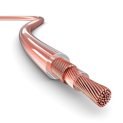 PAXO 20 m współosiowy kabel głośnikowy, 2 x 1,5 mm², OFC/czysta miedź, elastyczny, kompaktowy kabel Hi-Fi o średnicy 5,5 mm, przezroczysty