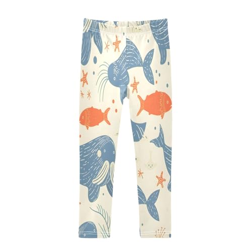 Bolaz Toddler Girls Leggings Printed Yoga Pants Leggings Walrus and Fish Sea Stars for Kids