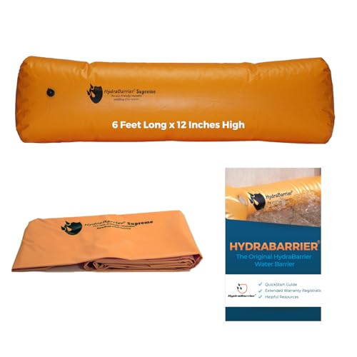 Watershed Innovations Best Sandbag Alternative - HydraBarrier Supreme 6 Foot Length 12 Inch Height - Water Diversion Tube - Light Re-usable & Eco-Friendly Flood Barrier (Single Unit)