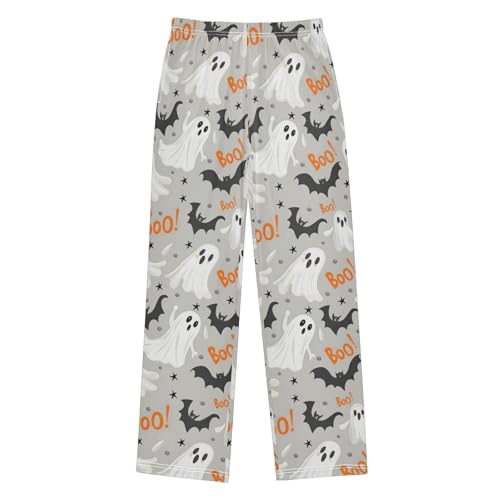 Halloween Pajama Pants Bat White Ghost Long Sleep Pants Lounge Bottoms