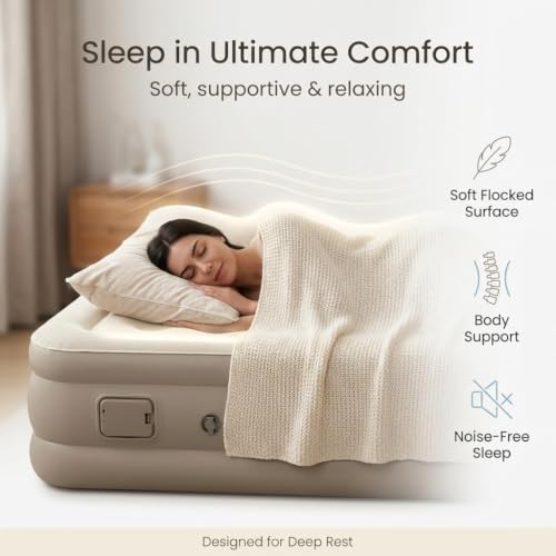 Image of Single Inflatable Airbed Mattress 191x99x40 cm Brown