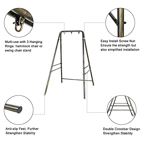 Oncloud Upgraded Hammock Chair Stand Metal Swing Stand Frame, Heavy Duty Steel Hammock Stand Only For Porch, Backyard, Indoor Or Outdoor, Antique Bronze Finish #TOP4