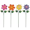 hogardeck Metal Flower Decorative Garden Stakes4 Pcs 19 Outdoor Garden Decor with Shaking Flower Head Yard Stakes Yard Art Spring Decorations for Patio Lawn Pink Yellow Purple Orange