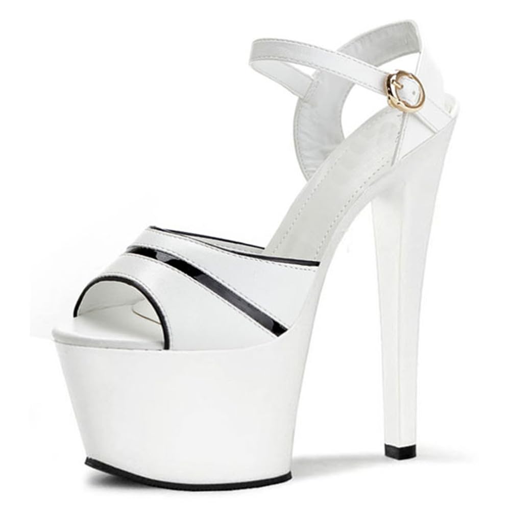 Scarpe con Tacchi a Spillo con Plateau da Donna Décolleté con Punta Aperta Tacchi da 6,69 Pollici per Abito Festa di Nozze