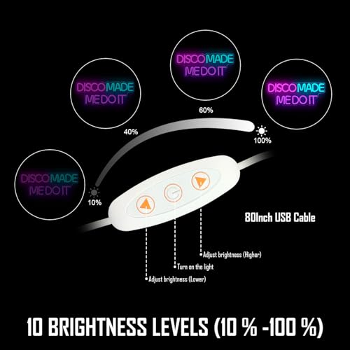 Image of Disco Made Me Do It Neon Sign Disco Led Neon Sign for Wall Decor Dimmable Neon Light Sign for Disco Party Light Up Sign for Music Bar Club Bedroom Disco Decor Disco Lover Disco Fever Party