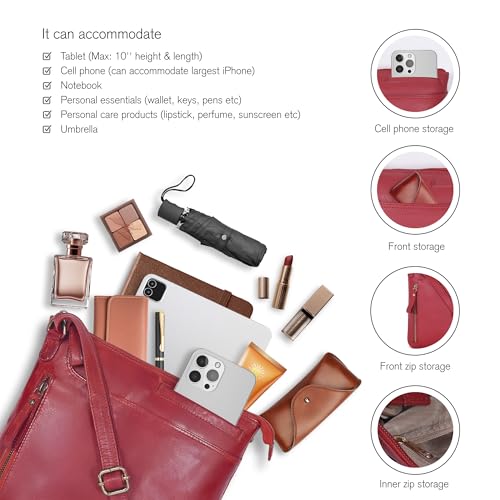 Image of Leather Crossbody Bags for Women - Ladies Sling Handbags - Medium Cross body Purses Handbags - Purses For Women