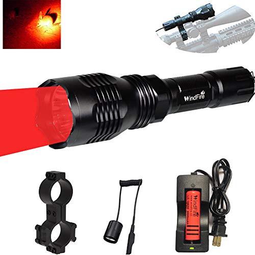 WINDFIRE WF-802 Tactical Flashlight Waterproof 350 Lumens 250 Yard Long Range Throwing RED