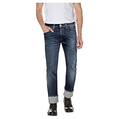 Jeans REPLAY Grover homme bleu foncé 28W x 32L en denim de coton classique
