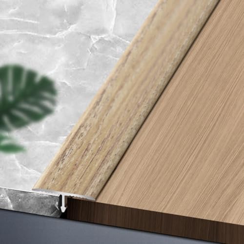 Self-Adhesive Wood Grain T-Molding Transition Strip - Flat Divider for Floor Gaps - Light Walnut Finish, 3.3cm/1.3in Width, Ideal for Seamless Flooring Solutions