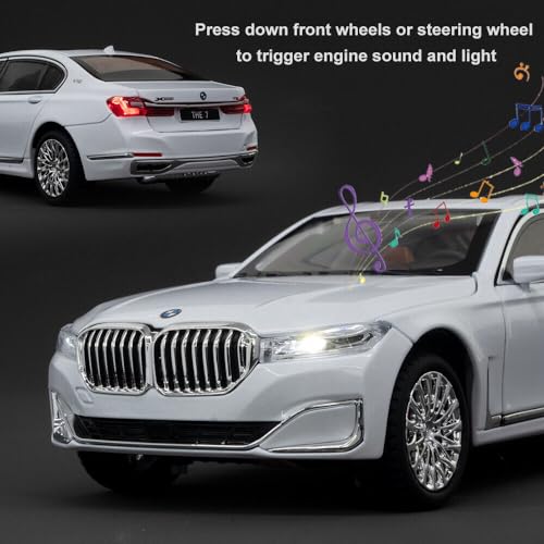 Image of Invite BMW 760Li 1:24 Diecast Scale Model Metal Pull Back Toy car for Kids with Openable Doors & Light, Music Toy Vehicle for Kids(Colors as Per Stock)