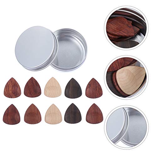 EXCEART 10Pcs Picaretas Da Guitarra Plectrums Com Caixa De Armazenamento de Madeira Coletor para Acú