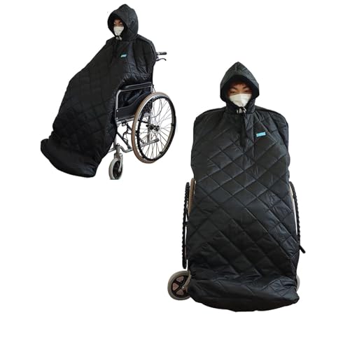 車いす用あったかブランケット、屋外用車いす全身大人用あったかブランケット、車いす用帽子付きコージーカバー、大人用防水防風冬用車いす膝毛布