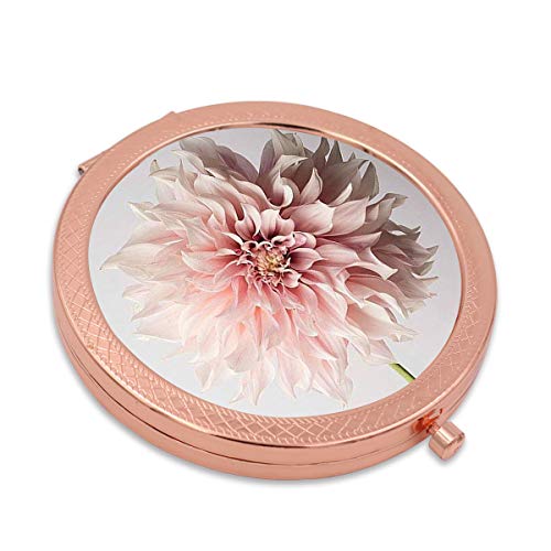 Yckmd Folding Pocket Mirror Pink Flower, Fashion Outer Edge Flower Compact Mirror 2X &1X Magnification Double Sides, Beauty Makeup Mirror For Purse And Handbag #TOP1