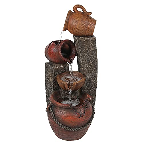 LuxenHome Outdoor Water Fountain, 32 Inch Farmhouse...