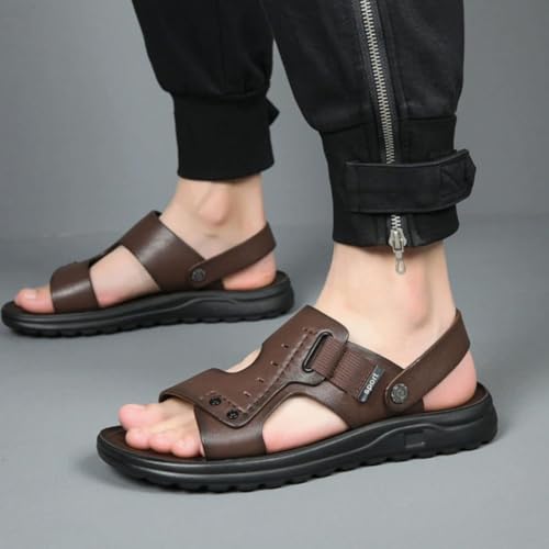 Chaussons d'été en cuir hommes sandales de plage bout ouvert décontractés - 4