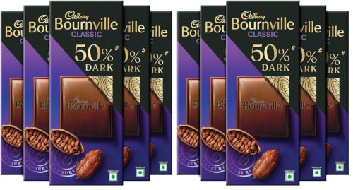 Image of Cadbury Bournville Rich Cocoa 50% Dark Chocolate Bar, 75 Gm (Pack Of 10)