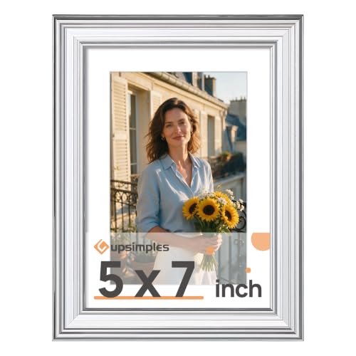 Image of upsimples 5x7 Picture Frame, Vintage Frames Decor, 1Pack Silver | Fit 4x6 and 5 x 7 Photo, Wall or Tabletop Display, Antique-style Decoration, Rustic Farmhouse Decor, For Weddings