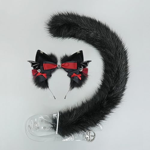 Bandeau oreilles de chat avec queue en peluche, le cadeau de carnaval idéal - 3