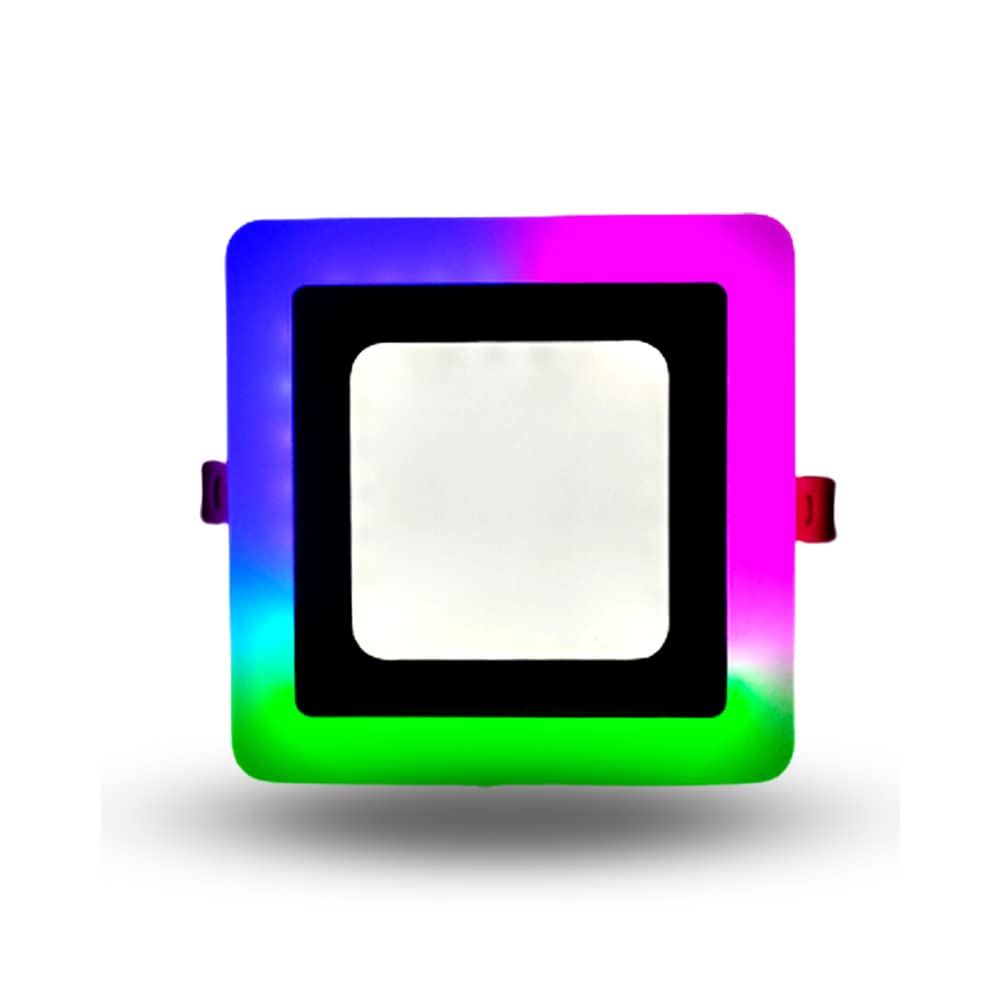 9 Watt Square Concealed Dual LED Panel Downlight AC 100-265V Lights with IC Driver Super Energy Saver (Pink, Green, Blue, Cool White)