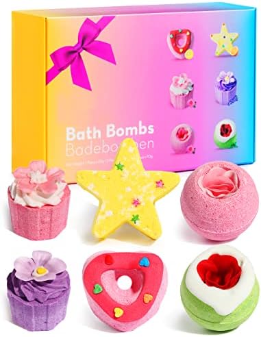 Bath Bombs for Women, 6 pcs Aromatherapy Bath Bomb Gift Set, Bubble Bathbombs for Girls, for Mother's Day, Rich in Essential Oils, Skin Moisturizing, Unique Spa Gifts for Mom, Girlfriends