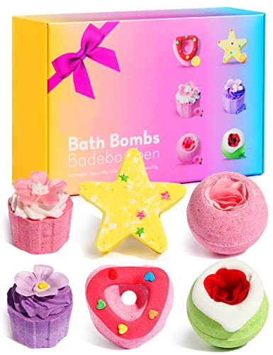 Bath Bombs For Women, 6 Pcs Aromatherapy Bath Bomb Gift Set, Bubble Bathbombs For Girls, For Mother's Day, Rich In Essential Oils, Skin Moisturizing, Unique Spa Gifts For Mom, Girlfriends #TOP2