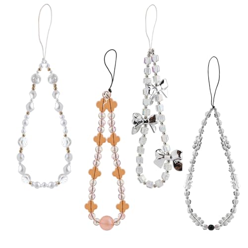 CENRONG Cadenas de teléfono con Cuentas,4 Piezas Colgantes de Mano para Móvil con Cuentas Cordón para Teléfono Celular Encanto teléfono Celular Pulsera Antipérdida