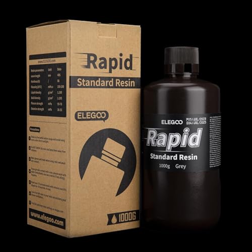 Image of ELEGOO Rapid 3D Printer Resin 405nm UV Curing Photopolymer Resin for Mars 4 Ultra and Saturn 3 Ultra Resin 3D Printer, Fast Curing, High Precision, Grey 1000g