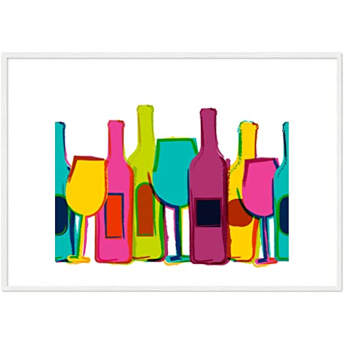Vin coloré impression encadrée 70x100cm blanche pour décoration murale