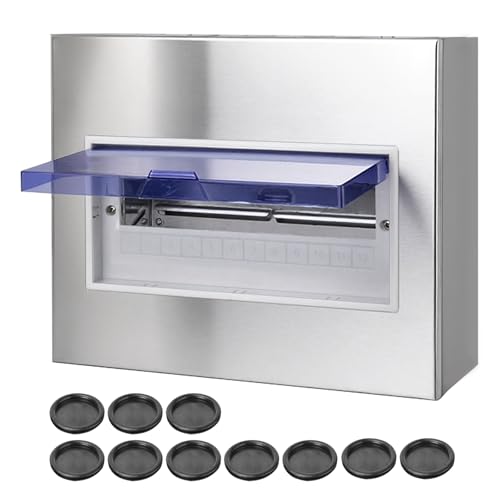 CHENGPI Scatola Elettrica da Esterno in Acciaio Inox 304,Scatola di Distribuzione,Scatola Elettrica Impermeabile,Quadro Elettrico Esterno a Montaggio Superficiale 12 Moduli