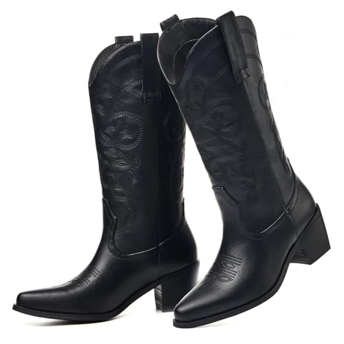 Image of Cowboy Boots for Women, Pointed Toe Chunky Heel | All-day walking comfort design, versatile for daily outfits, country music festivals and western style occasions