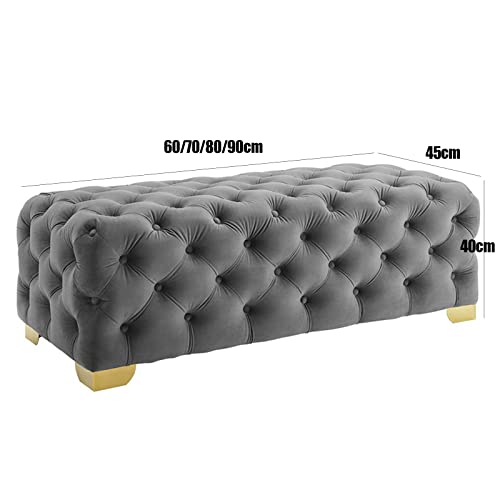 Banc à chaussures bordeaux de 70 cm en velours capitonné