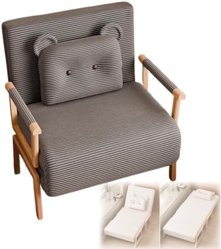 Modern Convertible Sleeper Sofa Bed with Armrests & Pillows, 3-in-1 Adjustable Couch for Apartment Living Room, Bedroom, Study Room, 6-Level Backrest (Khaki, 190x100x20)