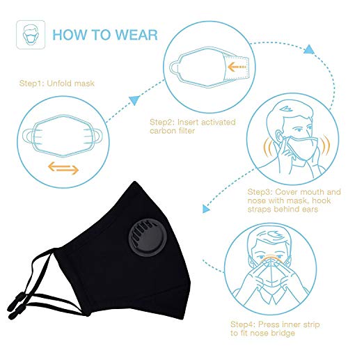 Image of VRITRAZ Print Reusable Washable PM 2.5 Anti Pollution Activated Carbon Dust Face Mask with Breathing Valve