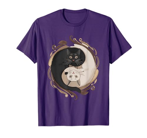 Yin Yang Cats with Decorative Elements T-Shirt