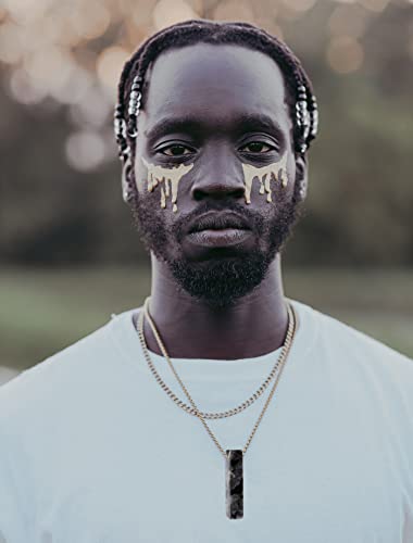 Xiannvxi 4 Pcs Crystal Stone 14K Gold Plated Chain Necklace For Men Women Amethyst Obsidian Tiger Eye Labradorite Healing Necklace Cool Simple Golden Natural Gemstone Pendant Jewelry #TOP6