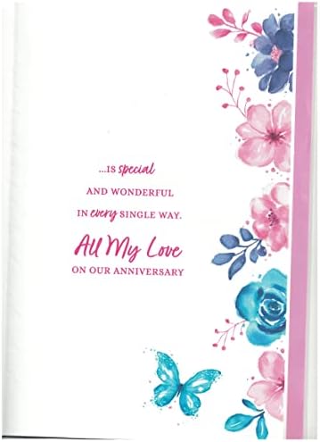 EXTRA LARGE WIFE ANNIVERSARY CARD. 8 PAGE INSERT. 12 X 7.5 INCHES.