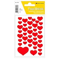 TopStick 1339 Stickers for Kids with Heart Motifs, 40 Labels Per Sheet, 200 Labels, Stickers for Children for Gifts, Scrapbooking, Decoration, Rewards