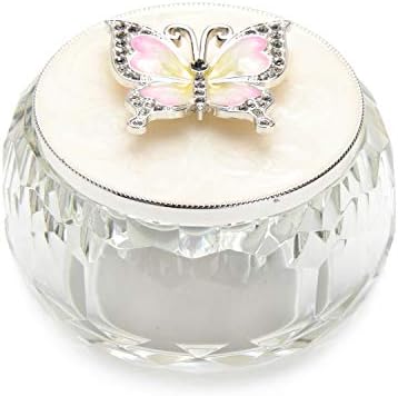 Lasody Butterfly Jewelry Storage Box for Rings Earrings Necklace Treasure Chest Organizer Jewelry Keepsake Gift Box Case for Girl Women (Butterfly w/Big Crystal box, Silver Plate)