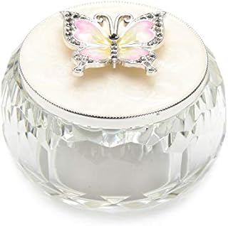 Lasody Butterfly Jewelry Storage Box for Rings Earrings Necklace Treasure Chest Organizer Jewelry Keepsake Gift Box Case for Girl Women (Butterfly w/Big Crystal box, Silver Plate)