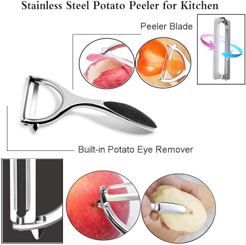 Potato Peelers Vegetable Peeler - Premium Stainless Steel Y-Shaped Rotatable Multifunctional Apple Peeler, Good Grip & Durable Peeling Tool for Kitchen, Vegetables, Fruits - Image 6