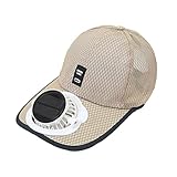 RJSQAQE Solar Fan Hat for Women Men,USB Rechargeable Cooling Baseball Cap,Lightweight Balanced Sun Hat for Gardening Camping (Khaki)