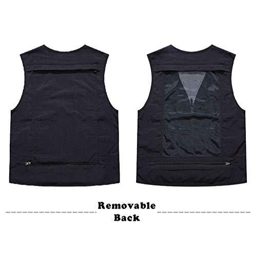 Gihuo Men's Outdoor Pockets Fly Fishing Safari Photo Travel Vest（Black-M） #TOP3
