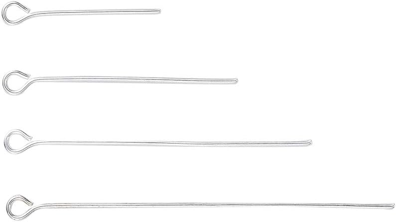 Pandahall 600pcs 21 Gauge Iron Open Eyepins 20/30/40/45mm Tiny Metal Open Eyepins Silver Color Plated for DIY Jewelry Making DIY Craft Bead Earring Pendant Connector Link