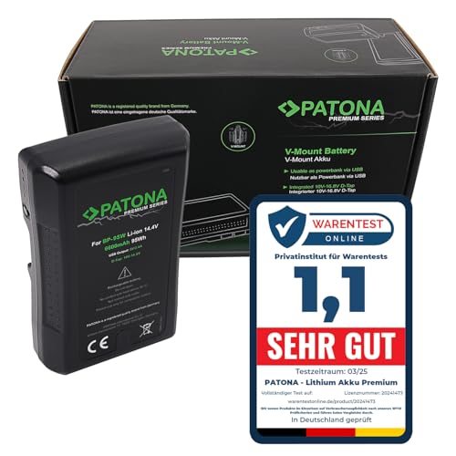 PATONA Premium V-Mount - Ersatz für Akku Sony BP-95W mit 6600mAh und 95Wh (somit unter den magischen 100Wh nach EU-Flugrichtlinie)