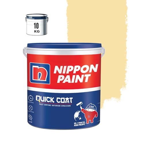 Nippon Paint Quick Coat Interior Emulsion Paint - 10 KG (BUTTERMELT)-Quick Drying, Good Coverage, Low VOC-Paint for Wall, Living Room