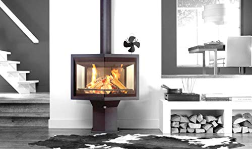 Kaminventilator 4 Blätter Kamin Ofen Ventilator, CRSURE Kaminbesteck Stromloser Feuerstelle Kaminöfen Wärmebetriebener Ofenventilator Große Räume für Kaminofen Holzöfen Umweltfreundlich ohne Strom