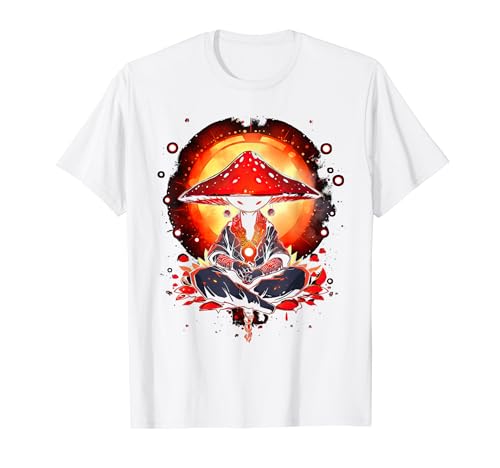 Cottagecore Estetico Buddha Mushroom Head Goblinfore Maglietta